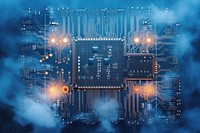 Cloud computer circuit board background backgrounds microcontroller motherboard. AI generated Image by rawpixel.