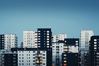 Modern apartment building with residential area cityscape architecture neighbourhood. AI generated Image by rawpixel.