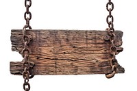 Wooden sign chain swing old.