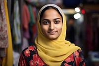Pakistani woman person scarf smile.