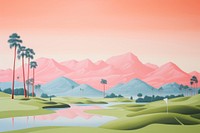 Golf country club landscape outdoors painting.