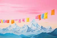 Landscape flag mountain painting.