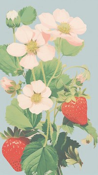 Strawberry painting plant fruit.