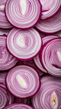 Red onion slices vegetable plant food.