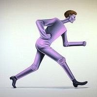Surrealistic painting of Man running footwear spandex purple.