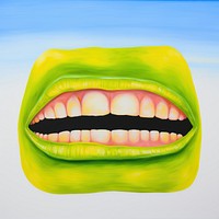 Spring rolls in mouth painting teeth smiling.