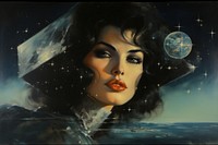 Vampire whit the galaxy painting portrait adult.