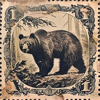 Vintage postage stamp with bear wildlife mammal animal.