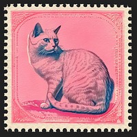 Vintage postage stamp with cat animal mammal pet.