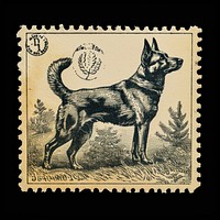 Vintage postage stamp with dog animal mammal pet.