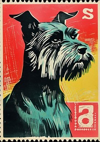 Vintage postage stamp with dog representation creativity carnivora.