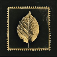 Vintage postage stamp with leaf plant blackboard textured.
