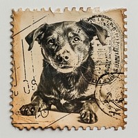 Vintage postage stamp with paw dog mammal animal pet.