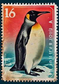 Vintage postage stamp with penguin animal bird representation.