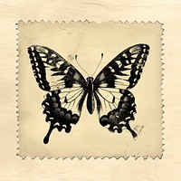 Vintage stamp with butterfly paper art accessories.