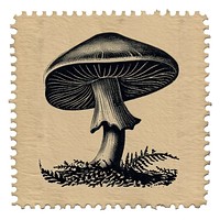 Vintage stamp with mushroom fungus plant agaricaceae.