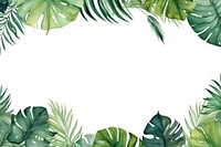 Watercolor illustration of tropical leaves border outdoors nature plant.