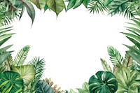Watercolor illustration of tropical leaves border outdoors nature plant.