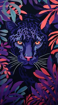  Dark purple jungle with leopard eyes illustration backgrounds wildlife pattern. AI generated Image by rawpixel.