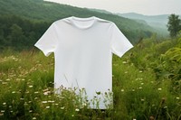T-shirt with label packaging  sleeve plant grass.