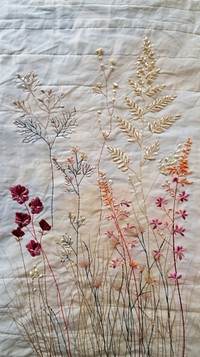 Embroidery with meadow flowers needlework quilting pattern.