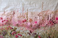 Embroidery with meadow needlework quilting textile.