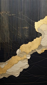 Embroidery with mountain black and gold backgrounds textured abstract.