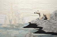 Embroidery with a polar bear wildlife textile animal.