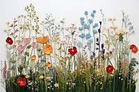 Embroidery is shown with meadow flowers painting plant art.