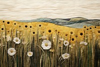 Minimal sunflower field pattern textile plant.