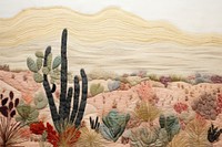 Minimal cactus on the dune embroidery landscape pattern.