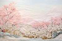 Minimal pastel blossom frame border painting textile plant.