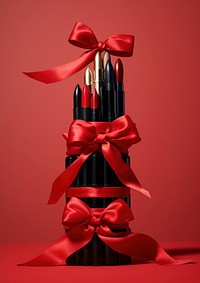 Red lipsticks ribbon bow celebration. AI generated Image by rawpixel.