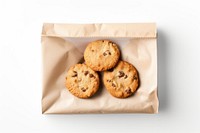 Cookie packaging paper bag  biscuit food white background.