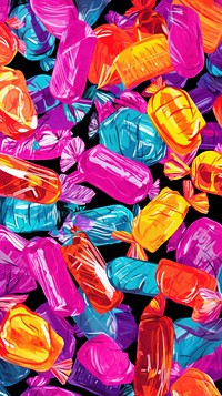 Candies in wrappers pattern candy confectionery backgrounds. AI generated Image by rawpixel.