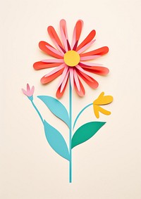 Paper cutout illustration of a neon flower art petal plant.
