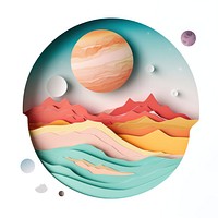 Paper cutout illustration of a Planet planet painting art.