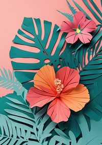 Paper cutout of a tropical flower hibiscus plant petal.