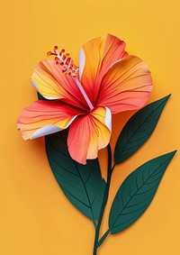 Paper cutout of a tropical flower hibiscus petal plant.