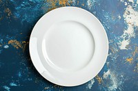 Plate  porcelain blue silverware.