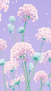  Allium purple flowers pattern outdoors painting. AI generated Image by rawpixel.