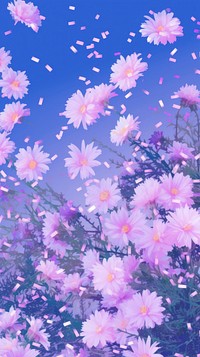  Aster purple flowers outdoors blossom pattern. AI generated Image by rawpixel.