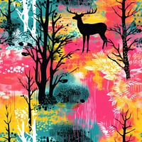 Forest with animal pattern backgrounds painting mammal. 