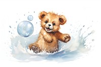 Teddy bear run floating with a bubble mammal cute creativity.