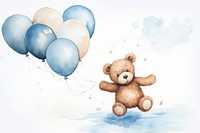 Teddy bear run floating with a bubble balloon cute toy.