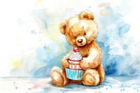 Teddy bear with a cupcake dessert cute toy.