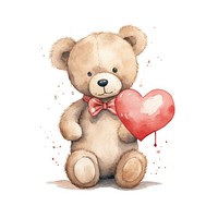 Teddy bear holding a heart cute toy white background.