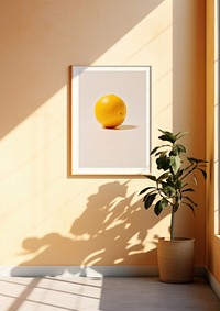 A white poster printed on a wall painting fruit plant.