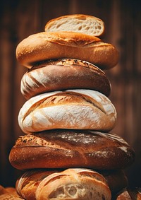 A bunch of bread stacked on top of each other food sourdough freshness. AI generated Image by rawpixel.