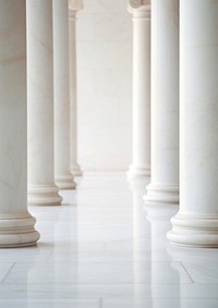  A row of white columns sitting on top of a marble floor architecture backgrounds flooring. AI generated Image by rawpixel.